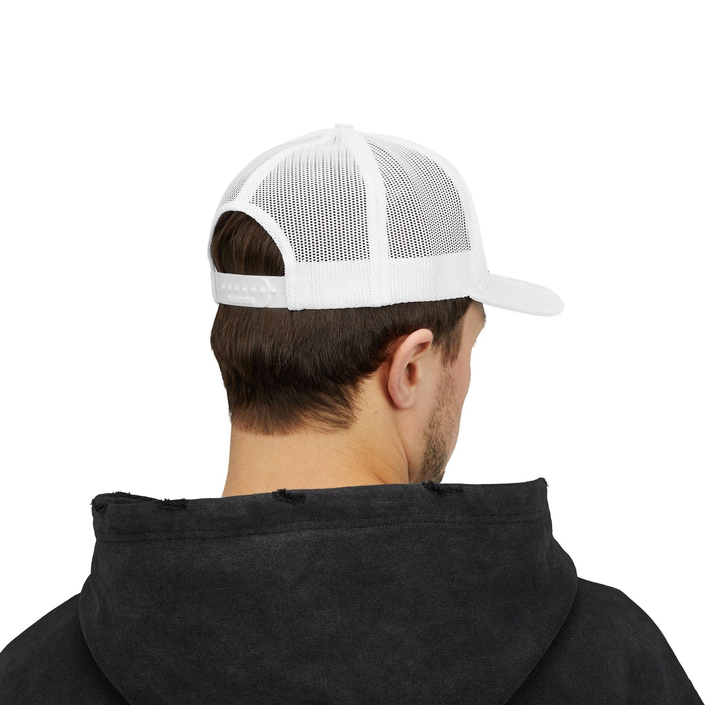 MIG Life Snapback Trucker Hat, Light Color, Black Text