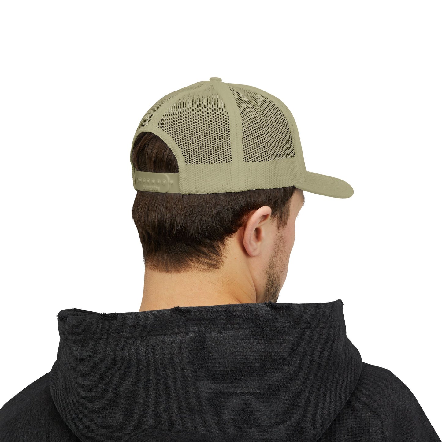 MIG Life Snapback Trucker Hat, Light Color, Black Text