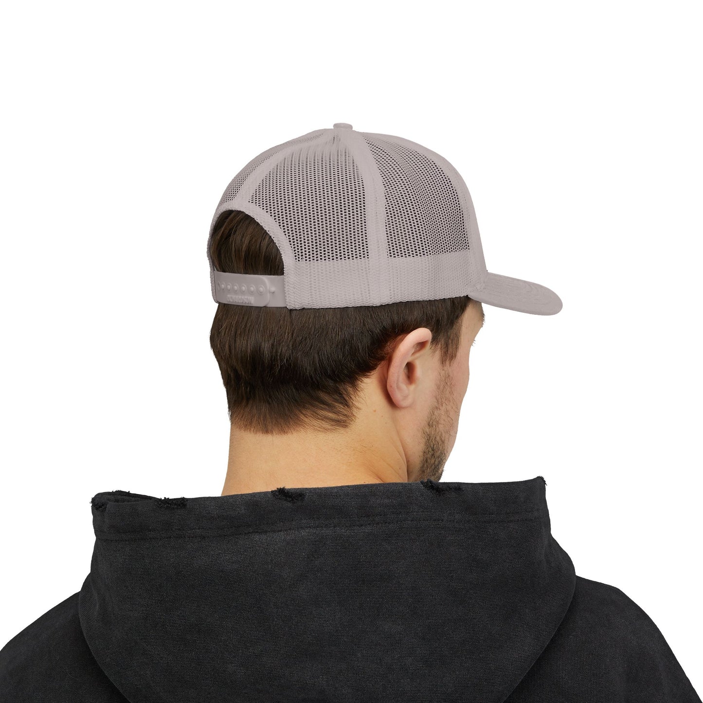 MIG Life Snapback Trucker Hat, Light Color, Black Text