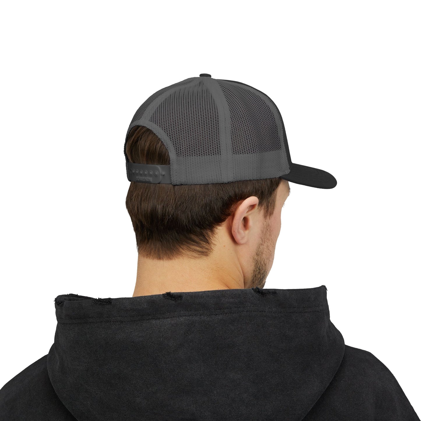 Arc Life Snapback Trucker Cap, Dark with white text