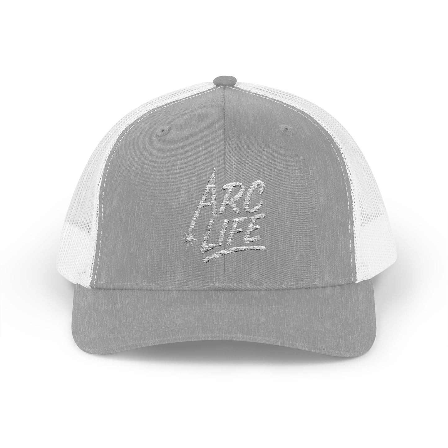 Arc Life Snapback Trucker Cap, Dark with white text