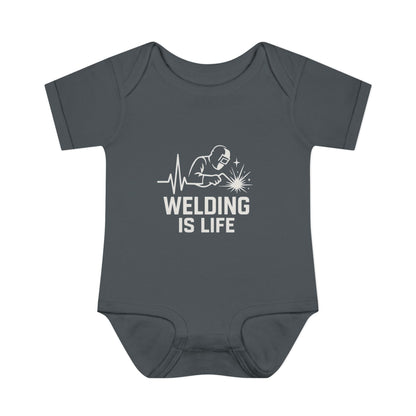 Welding Is Life Baby Bodysuit, Dark Color