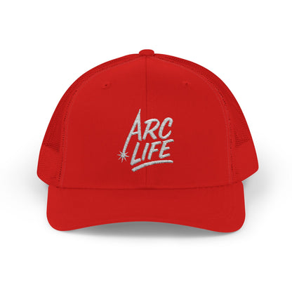 Arc Life Snapback Trucker Cap, Dark with white text
