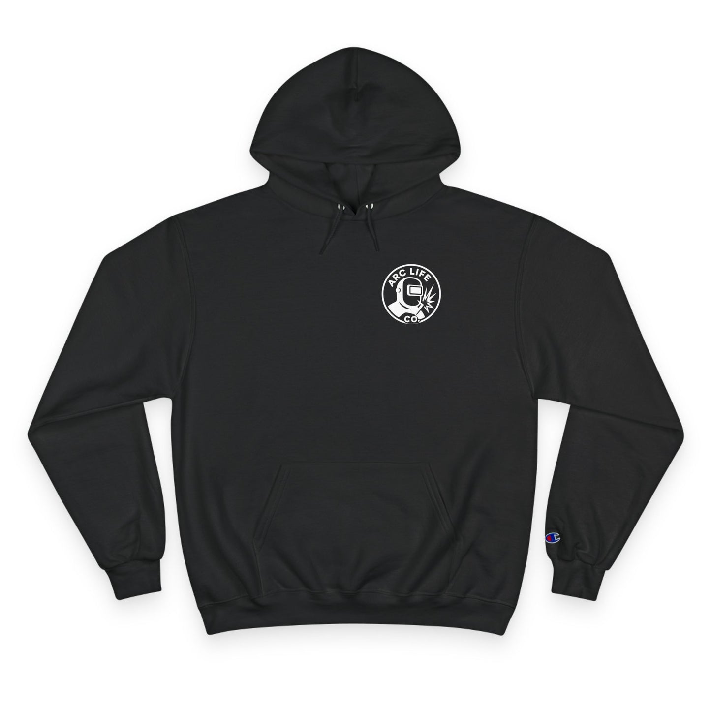 Arc Life Circle Logo Hoodie, Fume and Fire Quote, Champion Pullover, Dark Color