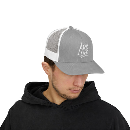 Arc Life Snapback Trucker Cap, Dark with white text