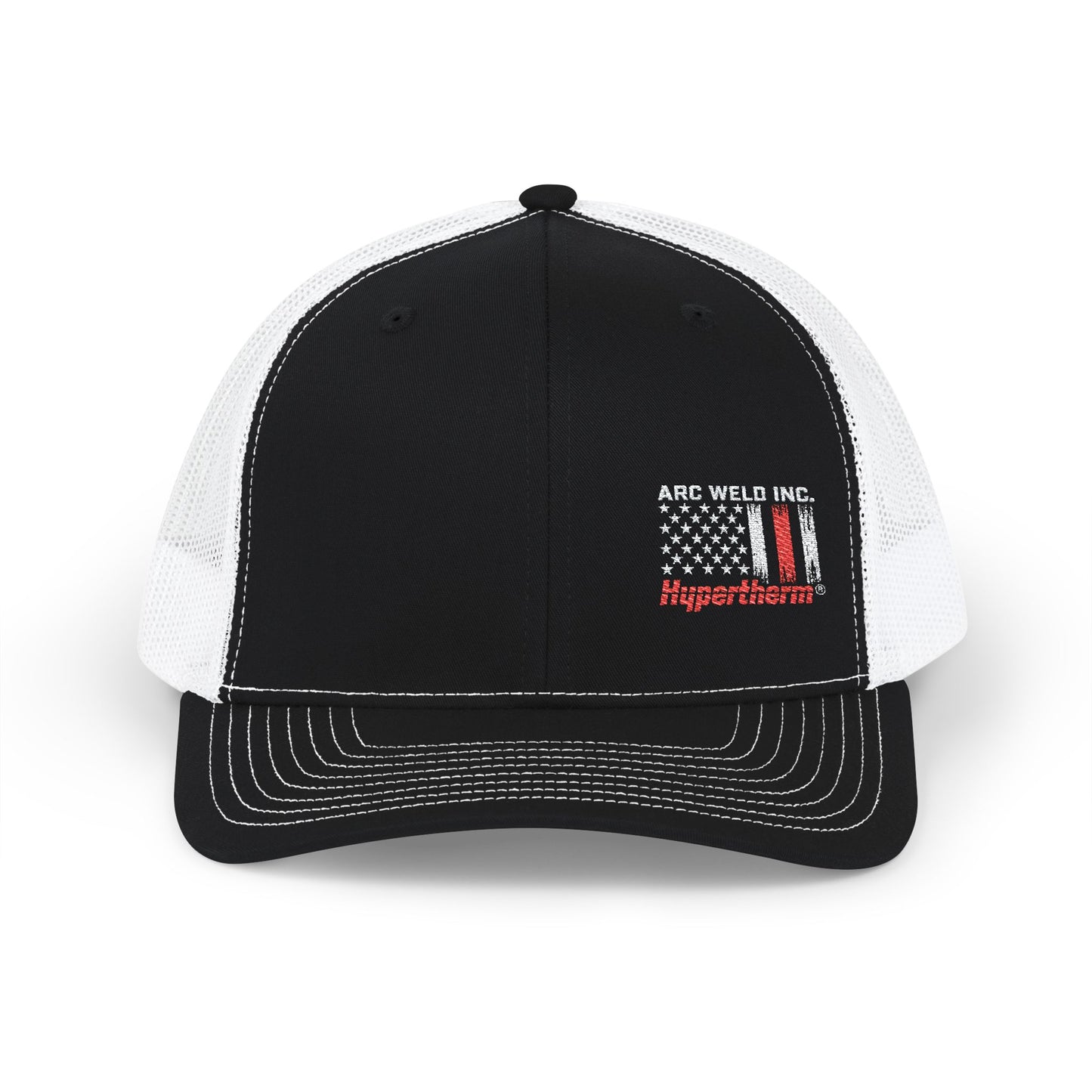 Arc Weld Co. Trucker Hat – American Flag Mesh Snapback Cap for Welders & Tradesmen