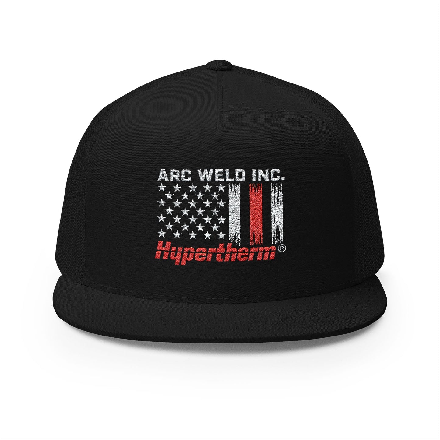 Arc Weld Inc. Trucker Cap — American Flag Welding Hat with 'Hypertherm' Accent