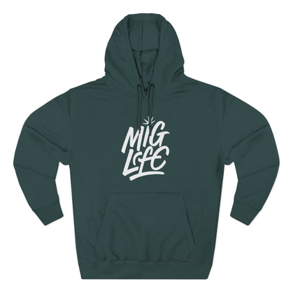 Mig Life, Three-Panel Fleece Hoodie, Dark Color