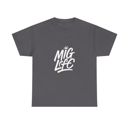 Mig Life Welding Tee Dark, White text