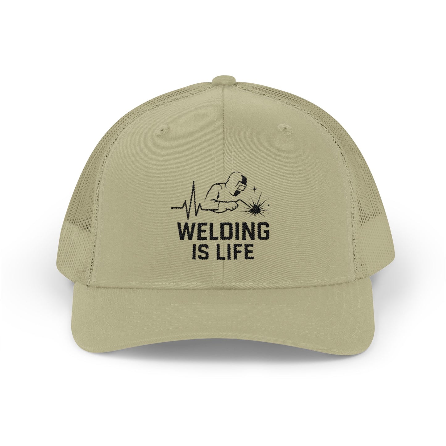 Welding is Life Snapback Trucker Hat, Light Color, Black Text