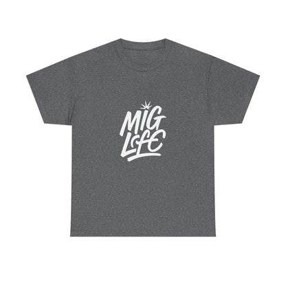 Mig Life Welding Tee Dark, White text