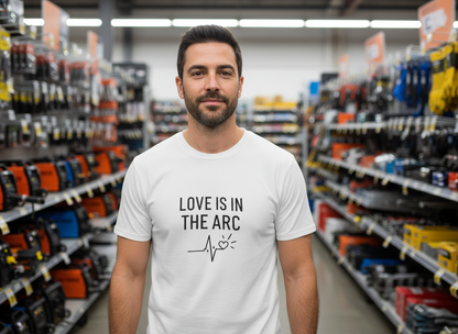 Love Is In The Arc Men’s Tee | Welding Valentine Shirt