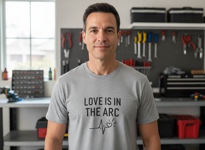 Love Is In The Arc Men’s Tee | Welding Valentine Shirt