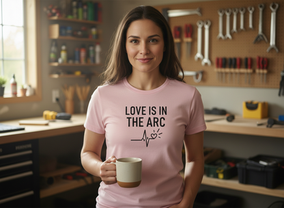 Love Is In The Arc Women’s Tee | Welding Valentine Shirt