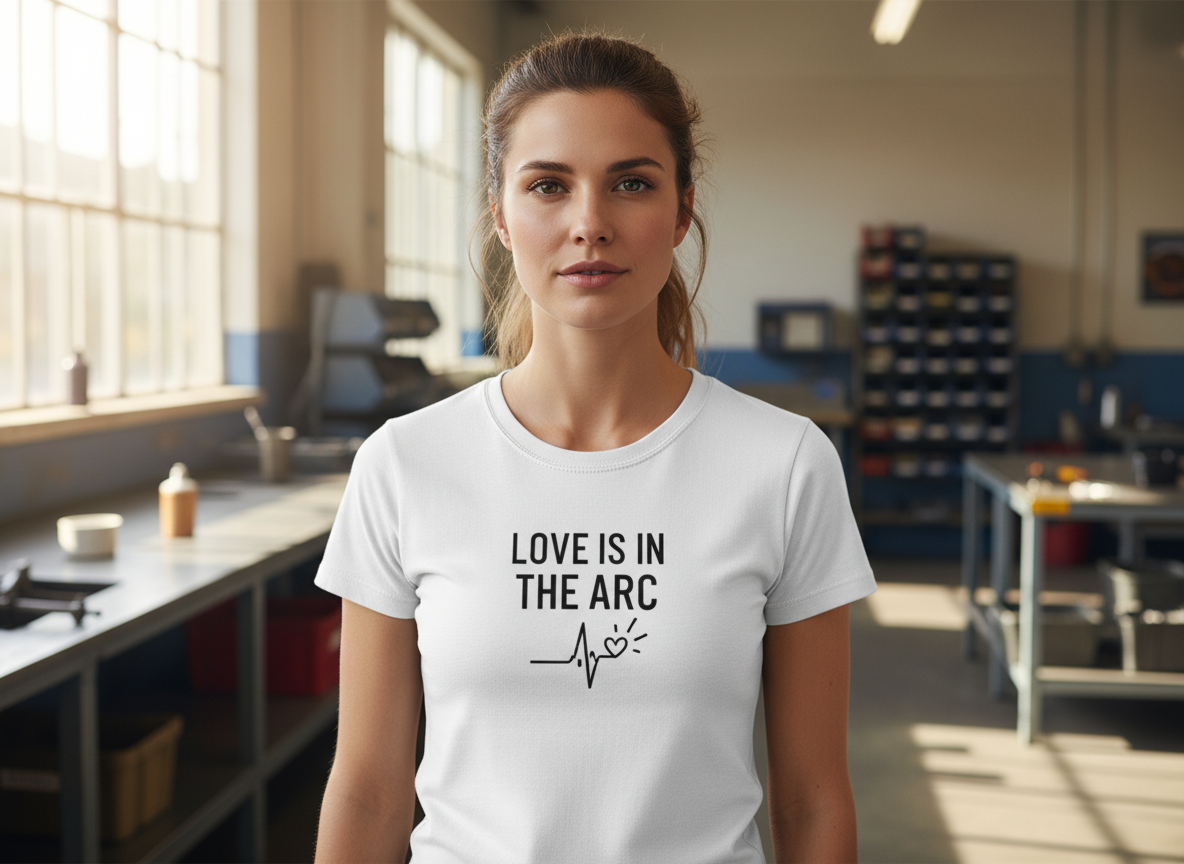Love Is In The Arc Women’s Tee | Welding Valentine Shirt