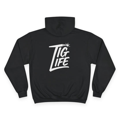 Tig Life Circle Logo Hoodie, Champion Pullover, Dark Color