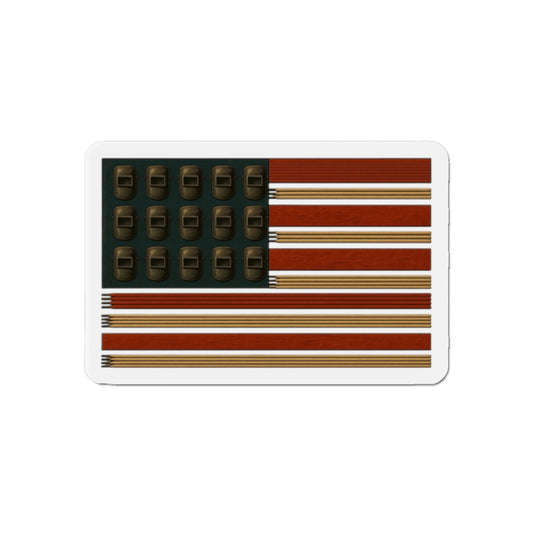 Welding Rods & Helmets USA Flag Die-Cut Magnet, USA Flag Refrigerator Magnet