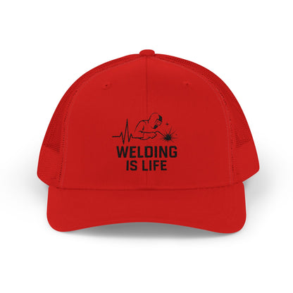 Welding is Life Snapback Trucker Hat, Light Color, Black Text
