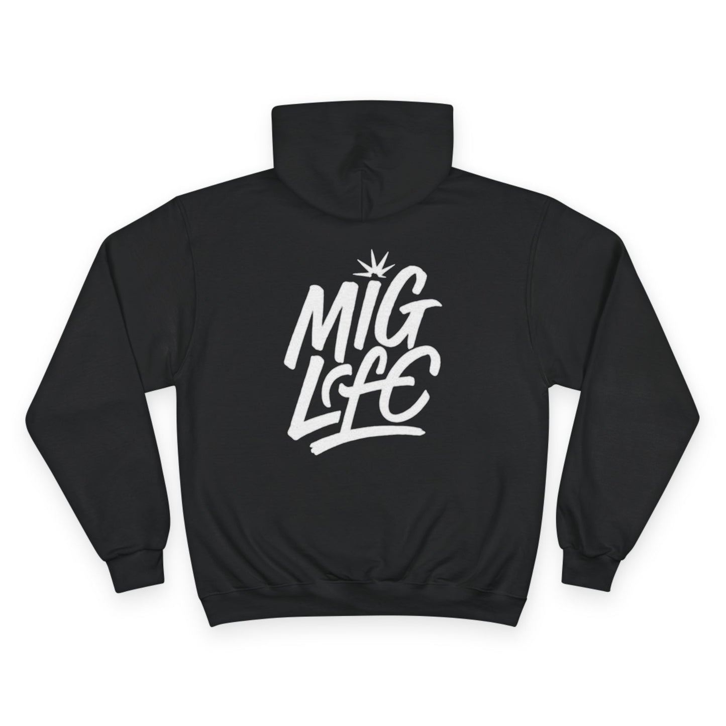 Mig Life Circle Logo Hoodie, Champion Pullover, Dark Color