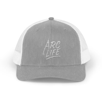 Arc Life Snapback Trucker Cap, Dark with white text