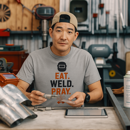 Welder's Unisex Tee, Pray Your Weld Holds Shirt, Funny Welding Gift, Welder Gift Idea, Eat Weld Pray Tee, Welder T-Shirt