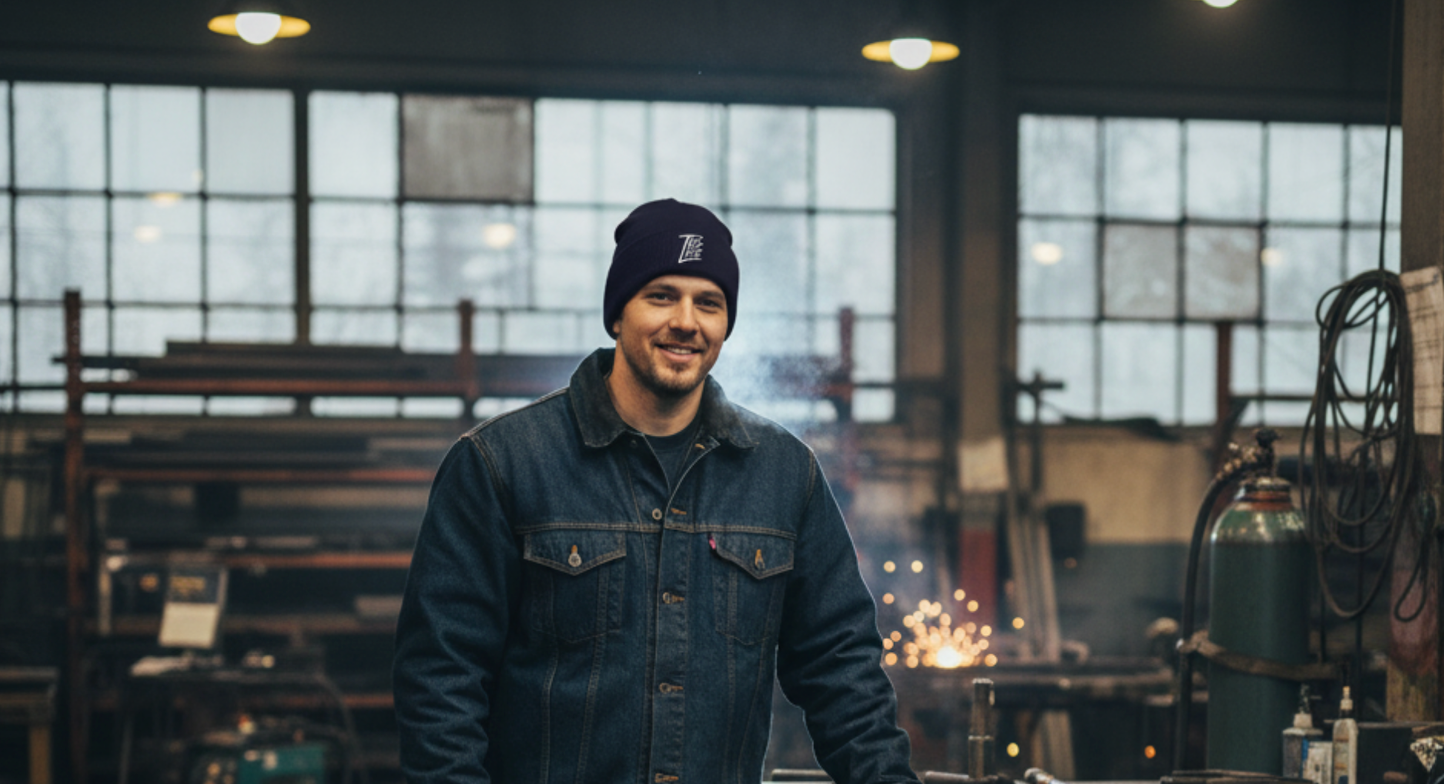 Tig Life Embroidered Cuffed Beanie, Dark Color