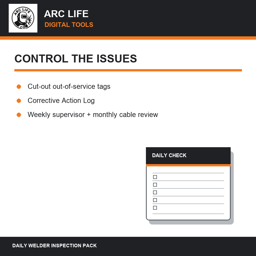 Arc Life welding issue control and review forms