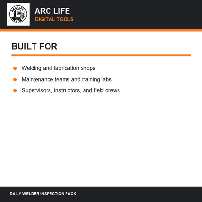 Arc Life inspection checklist intended users