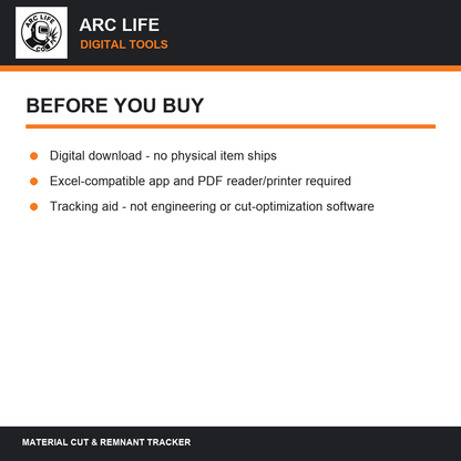 Arc Life material tracker digital file and license details