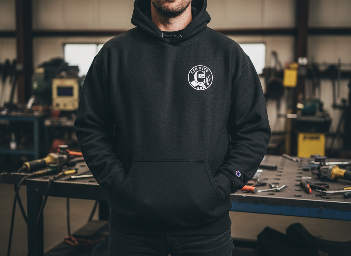 Tig Life Circle Logo Hoodie, Champion Pullover, Dark Color