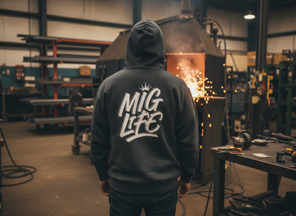 Mig Life Circle Logo Hoodie, Champion Pullover, Dark Color