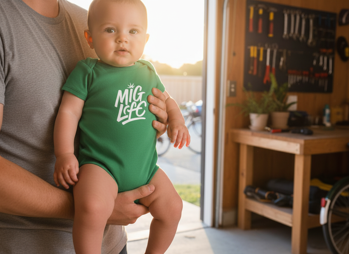 Mig Life Baby Bodysuit, Dark Color