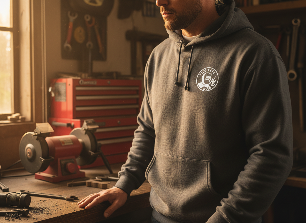 Tig Life Circle Logo Hoodie, Champion Pullover, Dark Color