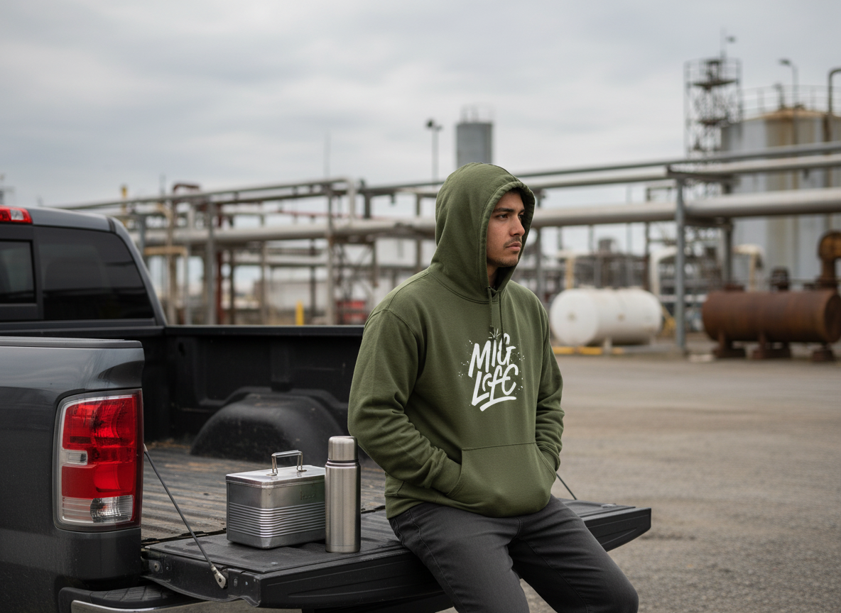 Mig Life, Three-Panel Fleece Hoodie, Dark Color