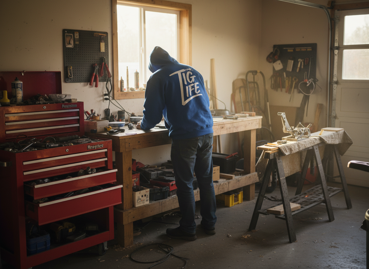 Tig Life Circle Logo Hoodie, Champion Pullover, Dark Color