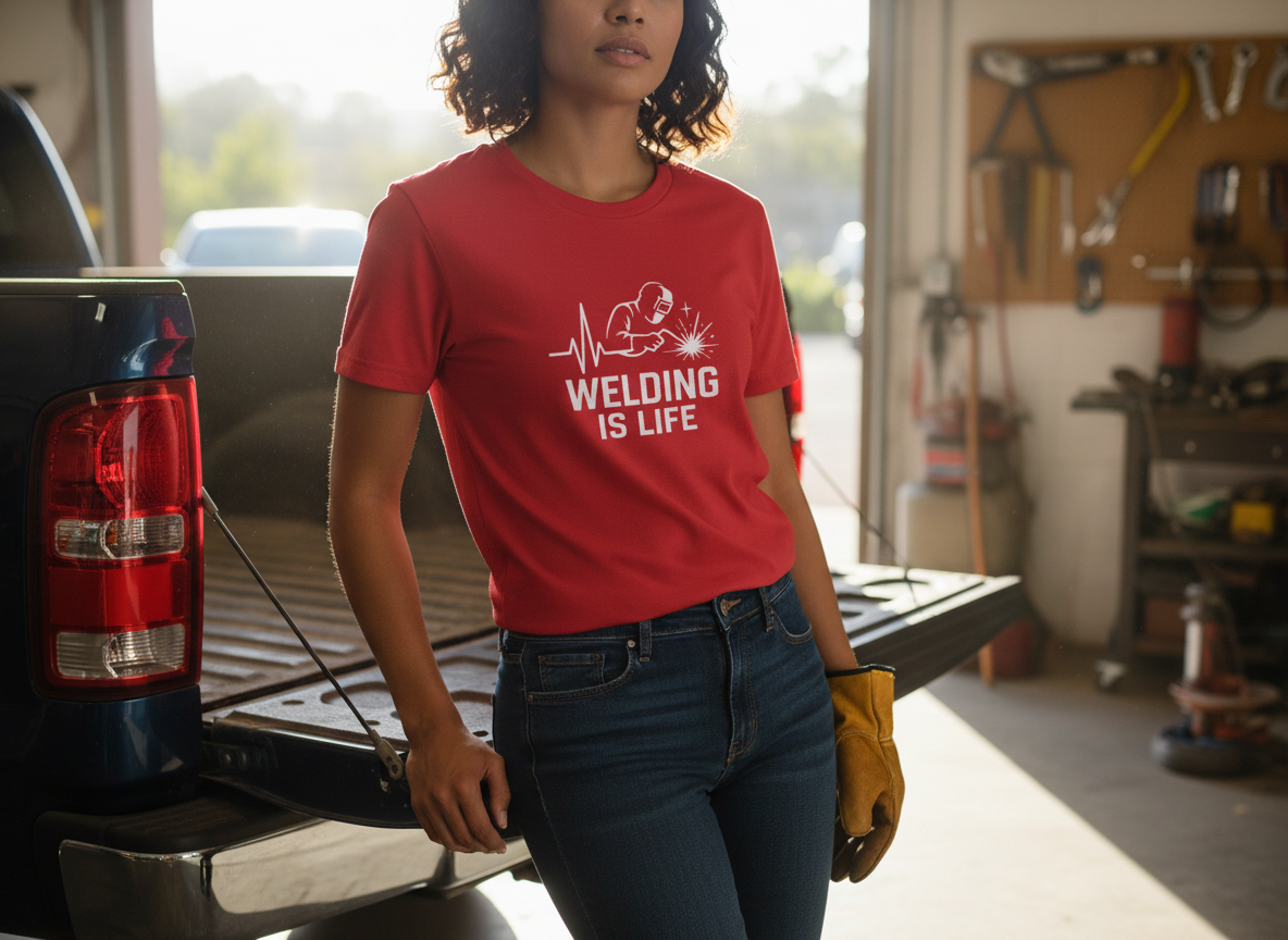 Welding Is Life T‑Shirt, Womens, Dark Shirt