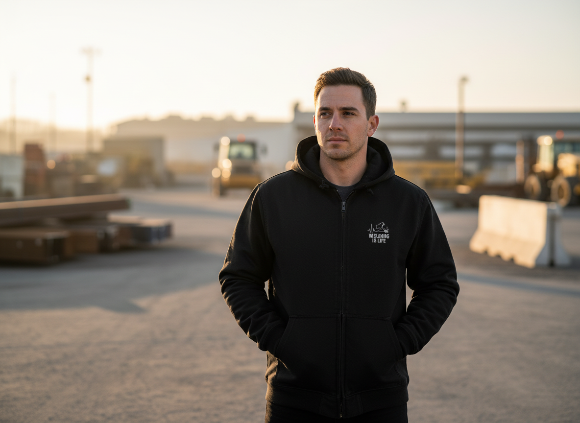 Welding is Life Men's Duck Cloth Hooded Work Jacket, Embroidered