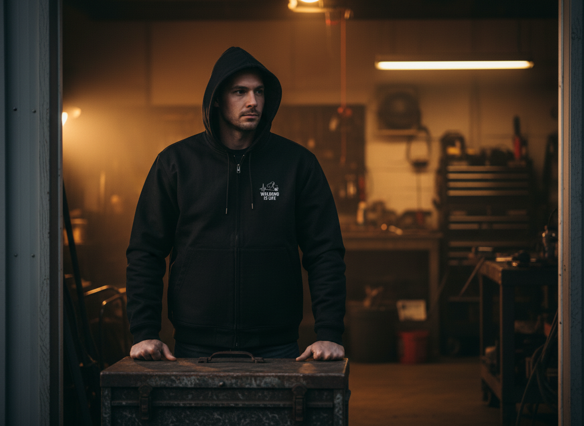 Welding is Life Men's Duck Cloth Hooded Work Jacket, Embroidered