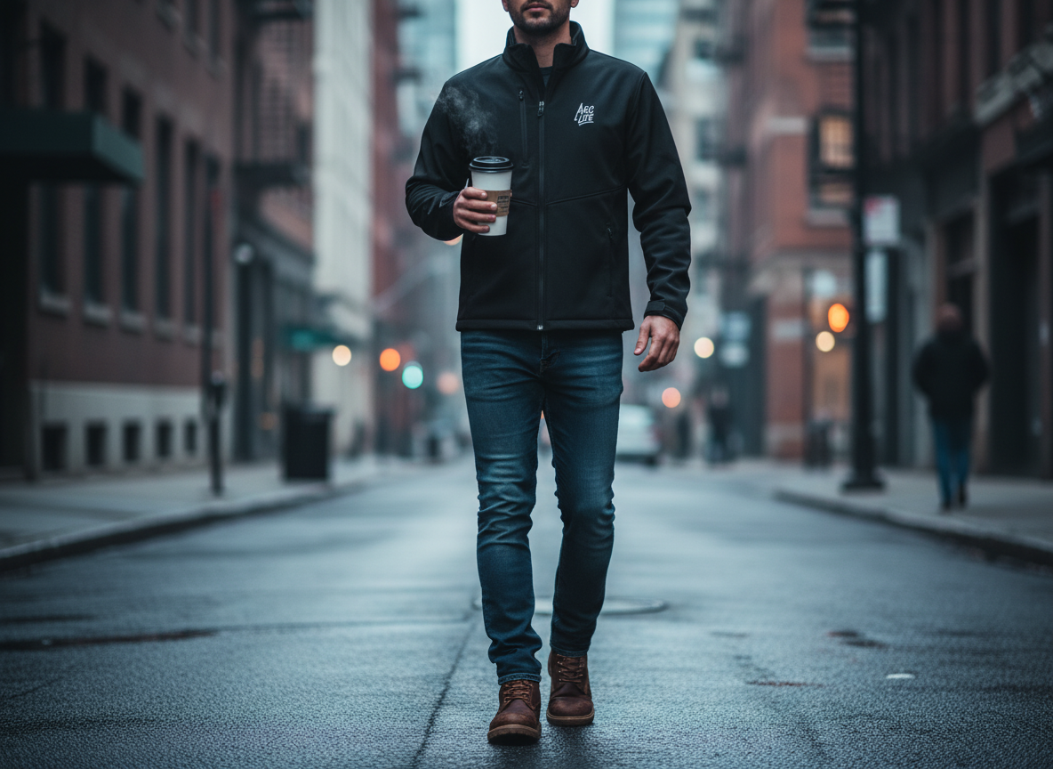 Embroidered Soft Shell Jacket — 'Arc Life' Logo Men's Lightweight Windbreaker