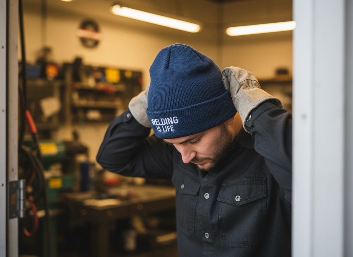 Welding Is Life Embroidered Cuffed Beanie, Dark Color
