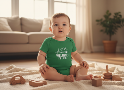 Welding Is Life Baby Bodysuit, Dark Color