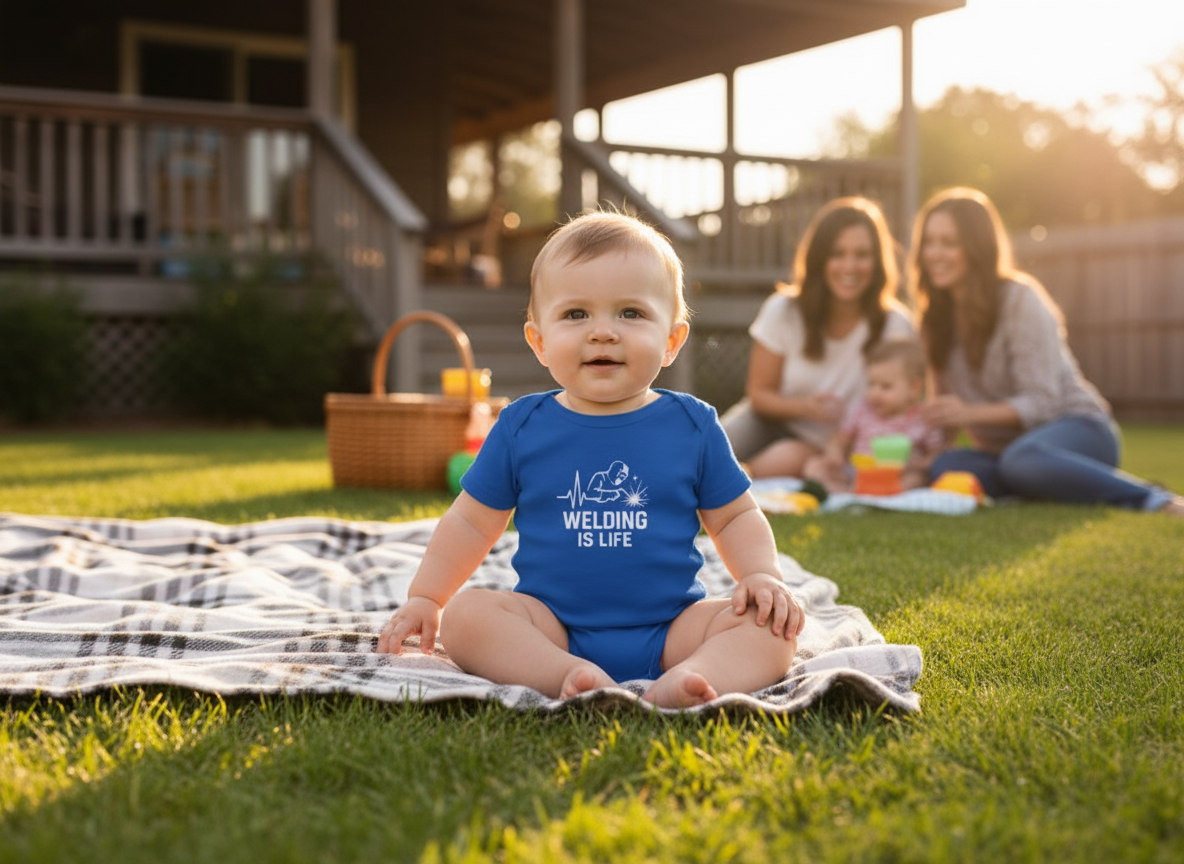 Welding Is Life Baby Bodysuit, Dark Color