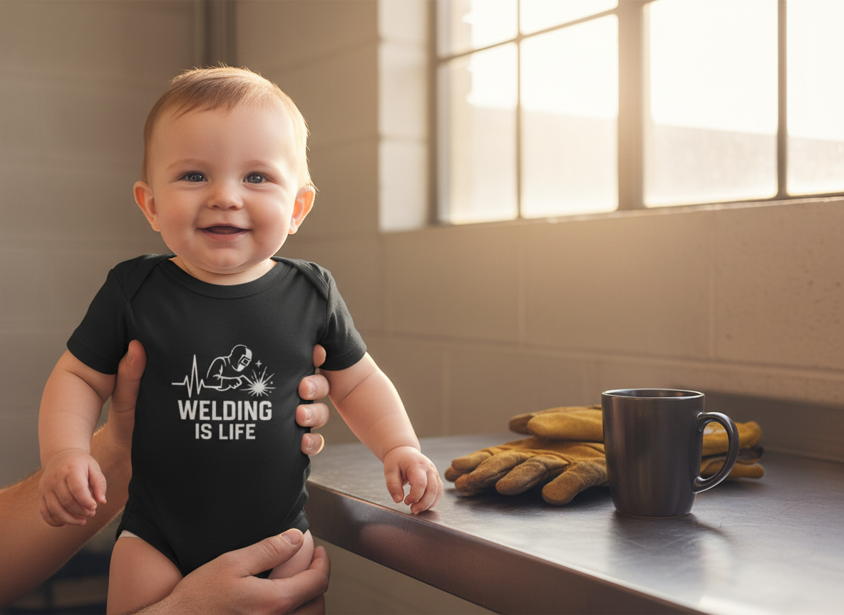 Welding Is Life Baby Bodysuit, Dark Color