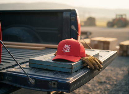 Arc Life Snapback Trucker Cap, Dark with white text