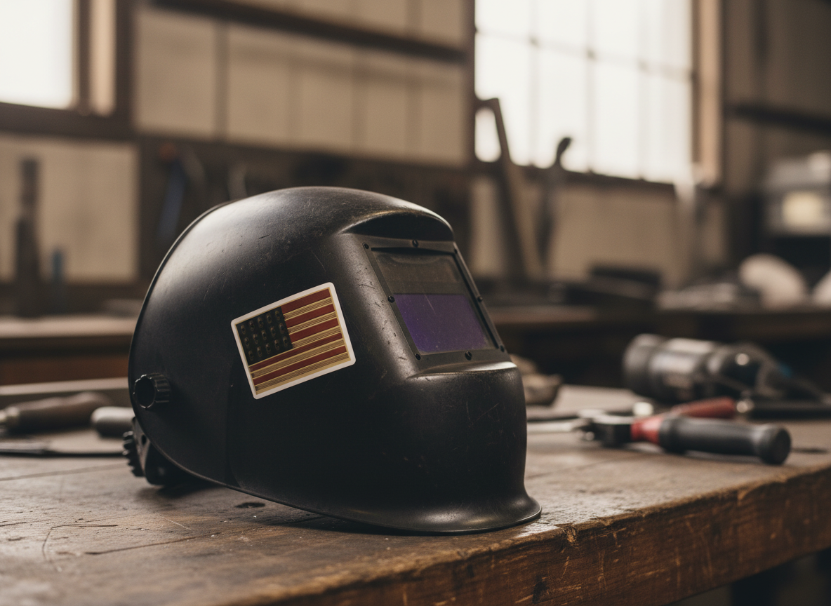 Welding Rods & Helmets USA Flag Die-Cut Sticker - American Flag Design