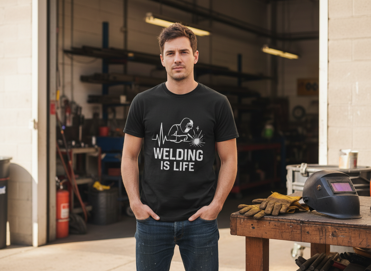 Welding is Life Men's Jersey Tee Dark Color with White text