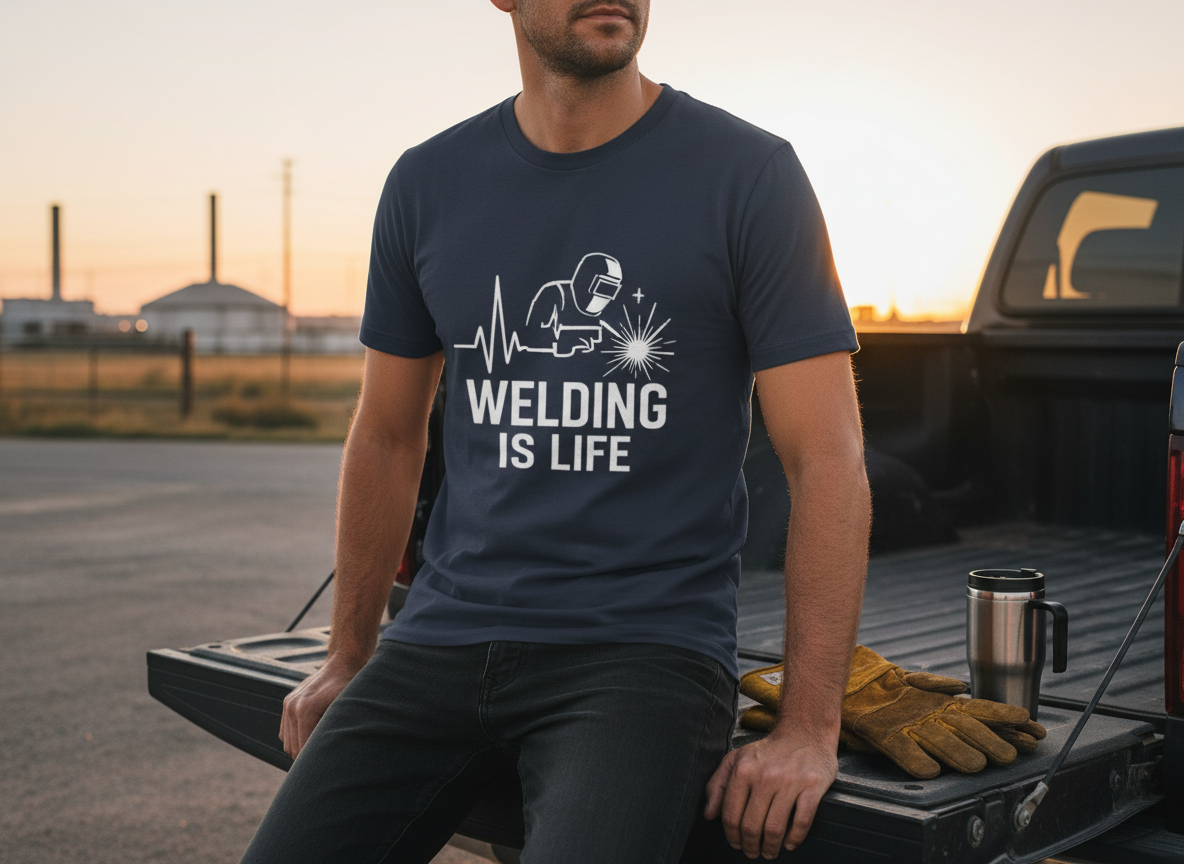 Welding is Life Men's Jersey Tee Dark Color with White text
