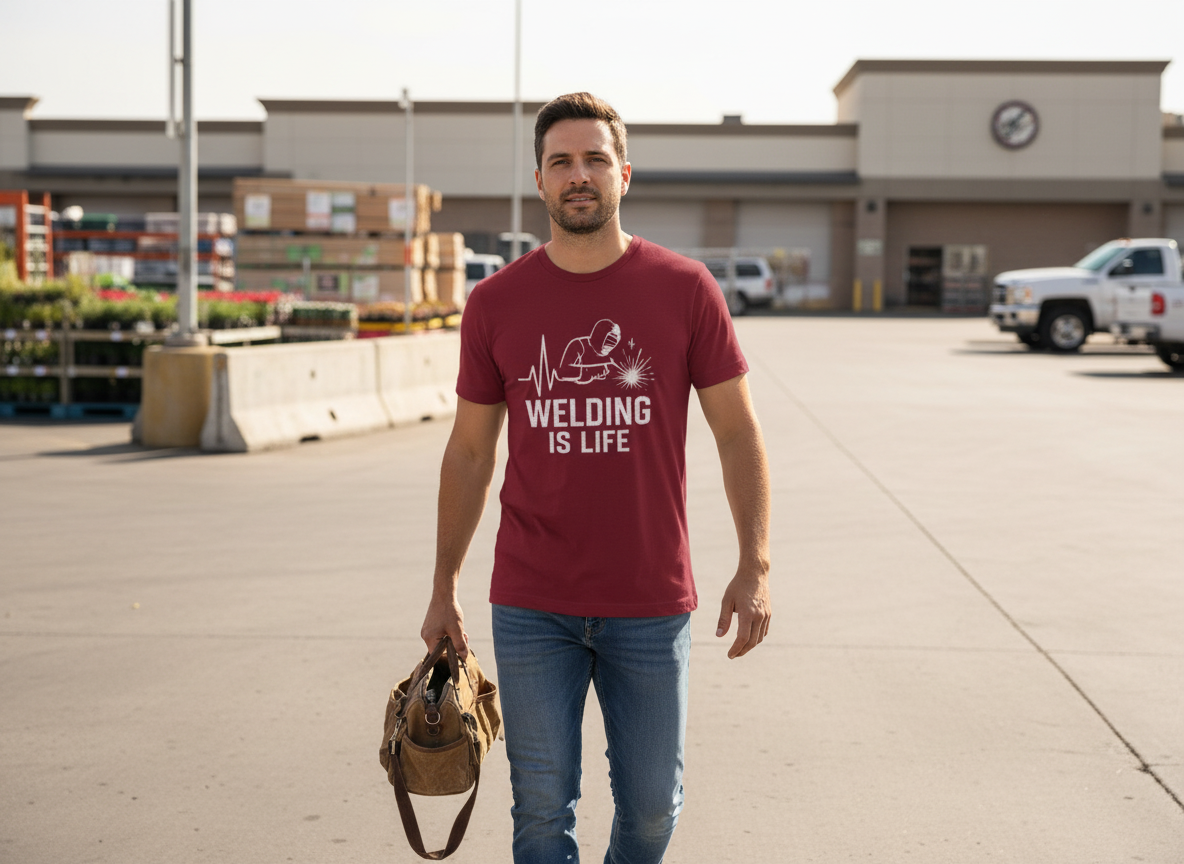 Welding is Life Men's Jersey Tee Dark Color with White text