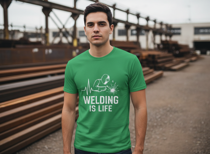 Welding is Life Men's Jersey Tee Dark Color with White text
