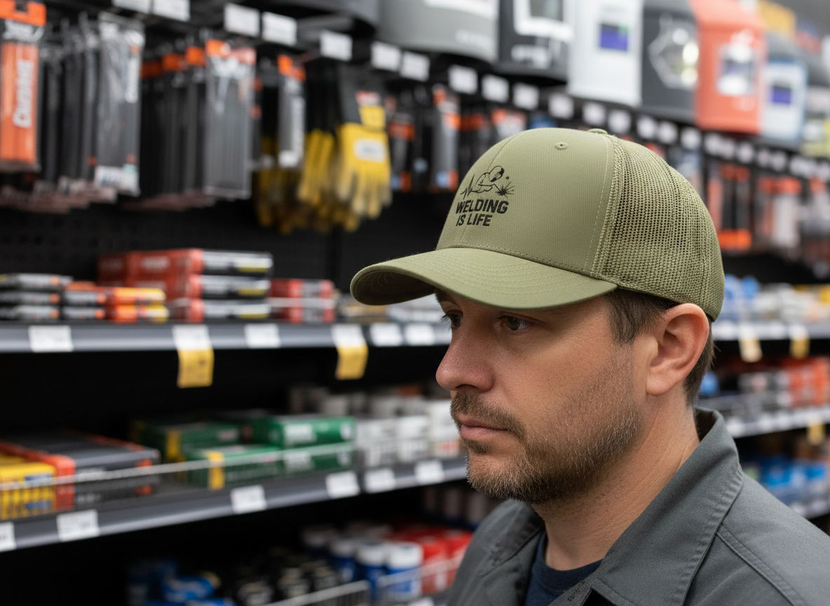 Welding is Life Snapback Trucker Hat, Light Color, Black Text
